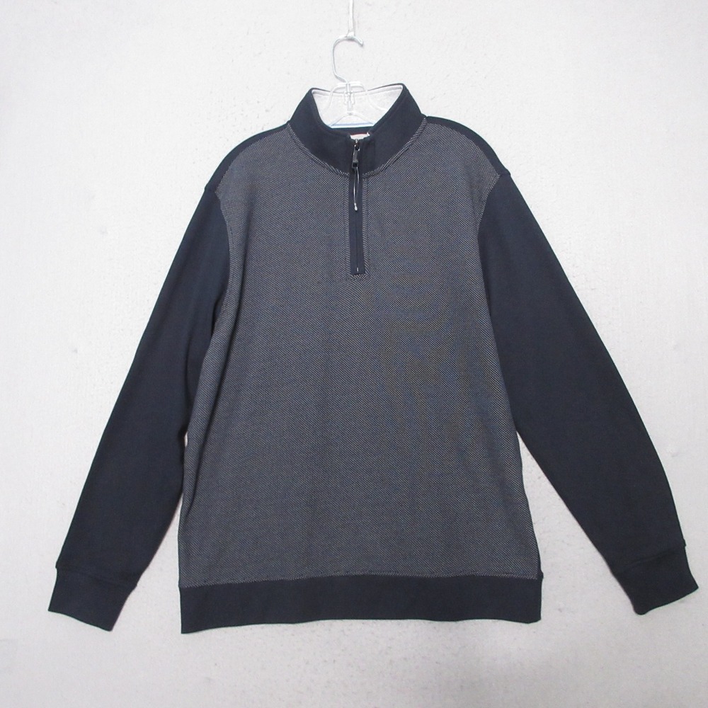 Ted Baker Pullover Men Quarter Zip Navy Blue Preppy Academia Business Casual